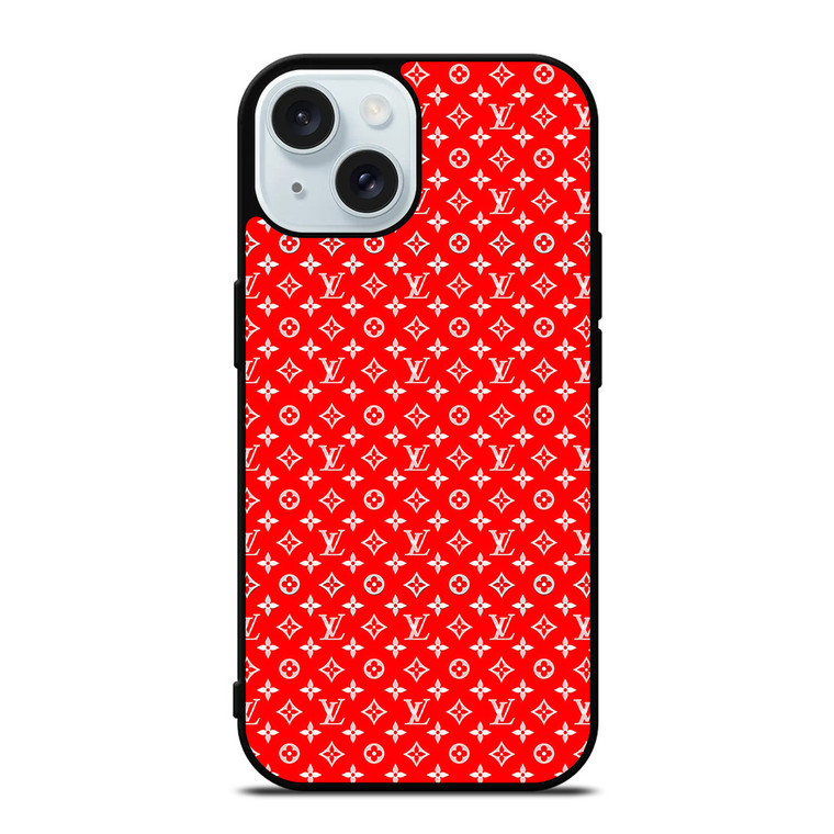LV LOUIS VUITTON LOGO RED PATTERN iPhone 15 Case Cover