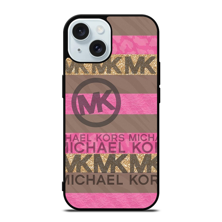 MICHAEL KORS PINK STRIP LOGO iPhone 15 Case Cover