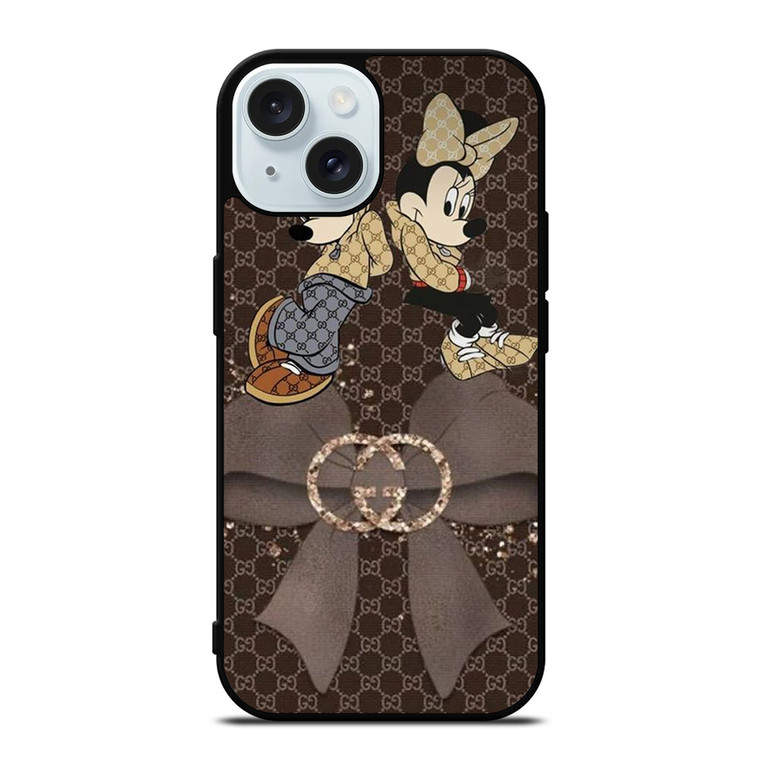 MICKEY MINNIE MOUSE DISNEY MOUSE GUCCI LOGO RIBBON iPhone 15 Case Cover