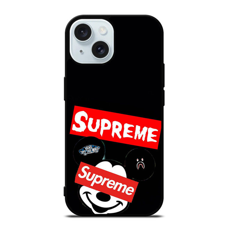 MICKEY MOUSE HYPEBEAST SUPREME iPhone 15 Case Cover