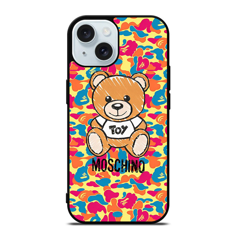 MOSCHINO X BAPE CAMO iPhone 15 Case Cover MOSCHINO X BAPE CAMO iPhone 15 Case Cover