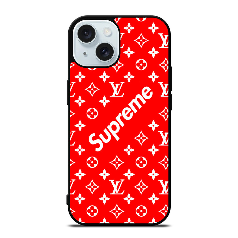 NEW SUPREME RED PATTERN iPhone 15 Case Cover NEW SUPREME RED PATTERN iPhone 15 Case Cover