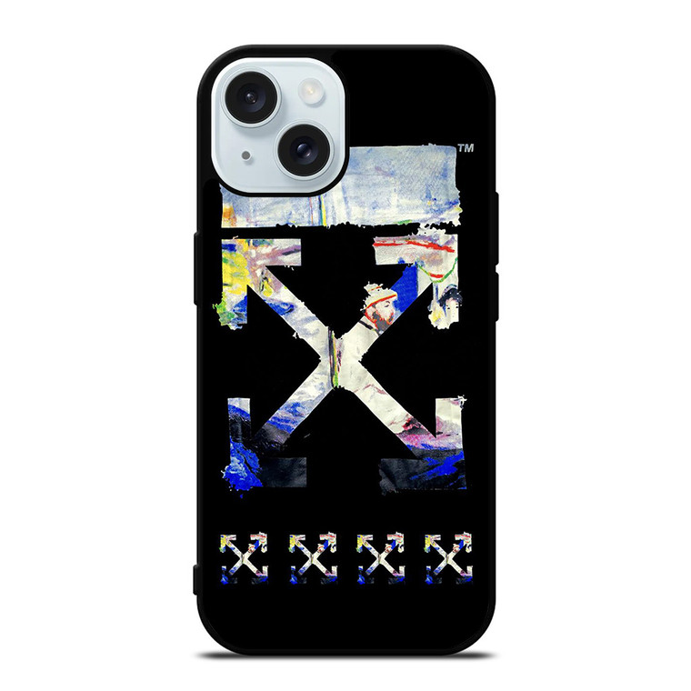 OFF WHITE ABSTRACT ART LOGO iPhone 15 Case Cover