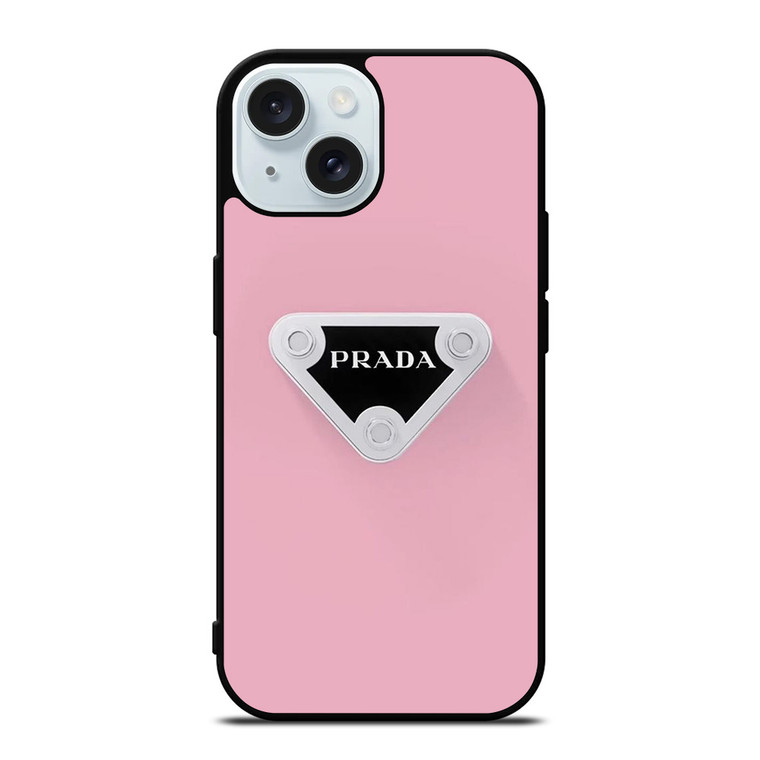 PINK PRADA LOGOEMBLEM iPhone 15 Case Cover PINK PRADA LOGOEMBLEM iPhone 15 Case Cover