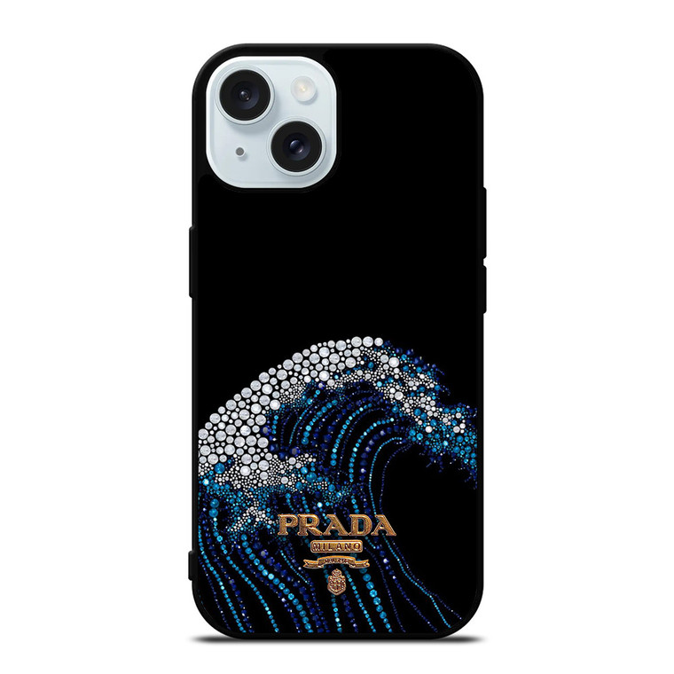 PRADA LOGO DIAMOND WAVE iPhone 15 Case Cover
