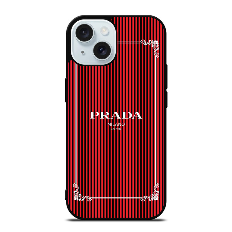 PRADA LOGO RED STRIPE iPhone 15 Case Cover