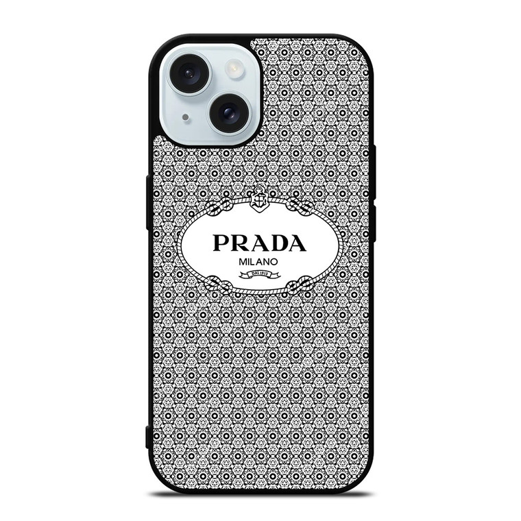 PRADA MILANO PATTERN iPhone 15 Case Cover