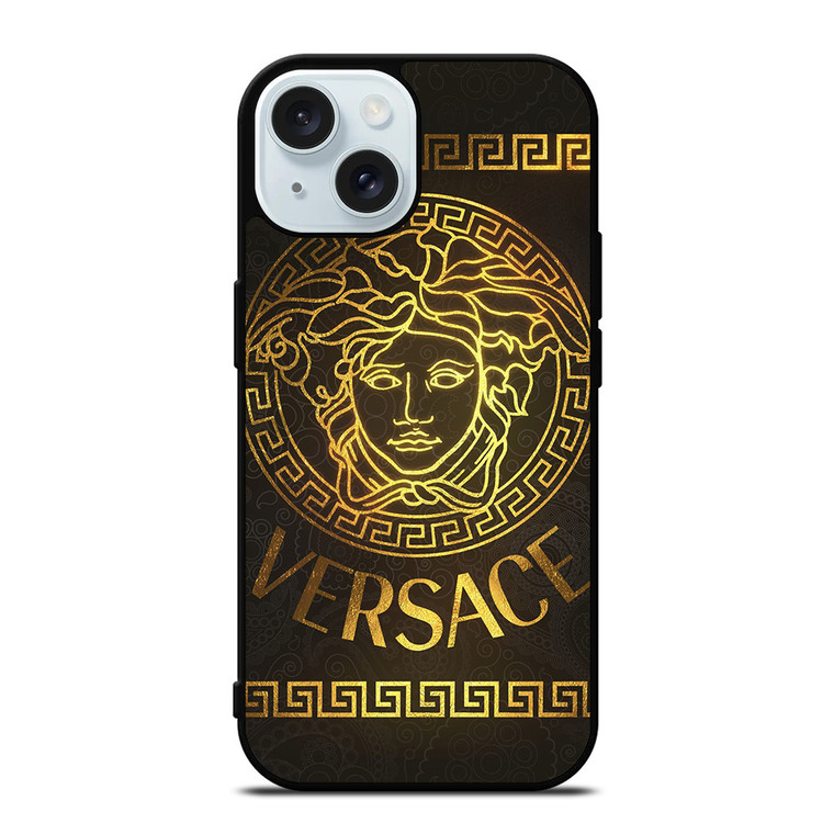 VERSACE GOLD LOGO ORNAMENT iPhone 15 Case Cover