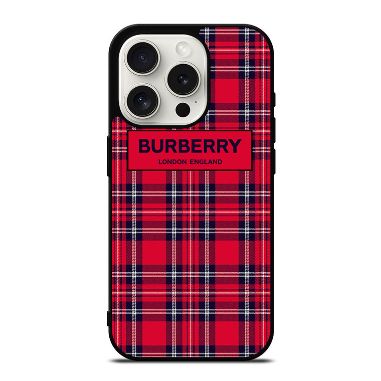 BURBERRY LONDON ENGLAND RED PATTERN iPhone 15 Pro Case Cover