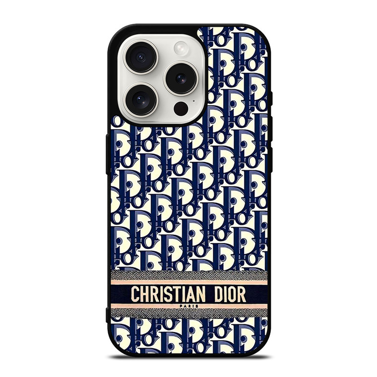 CHRISTIAN DIOR PARIS LOGO PATTERN iPhone 15 Pro Case Cover