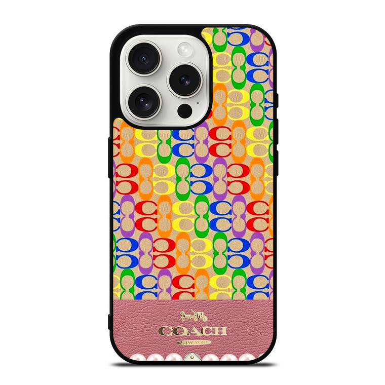 COACH NEW YORK ICON PINK LOGO iPhone 15 Pro Case Cover