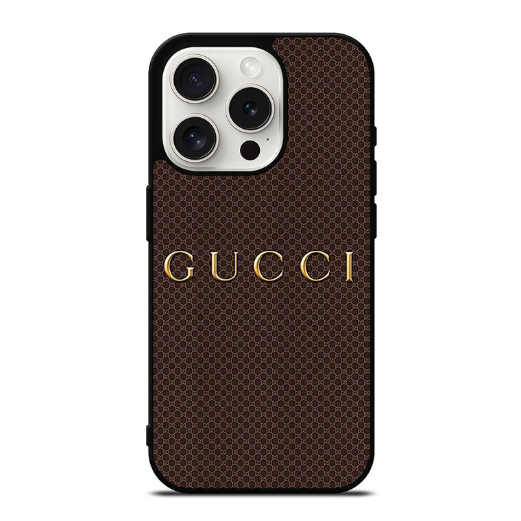 GUCCI LOGO BROWN PATTERN iPhone 15 Pro Case Cover