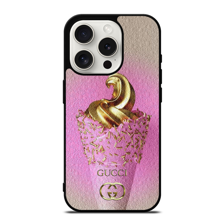 GUCCI LOGO GOLDEN ICE CREAM ICON iPhone 15 Pro Case Cover