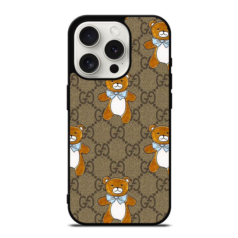 GUCCI TEDDY BEAR PATTERN iPhone 15 Pro Case Cover