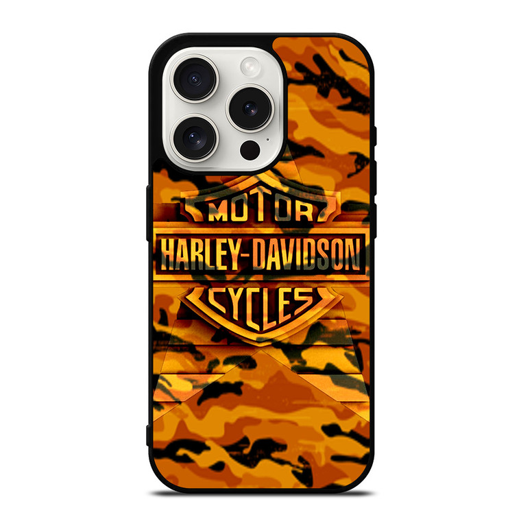 HARLEY DAVIDSON CAMO ORANGE iPhone 15 Pro Case Cover
