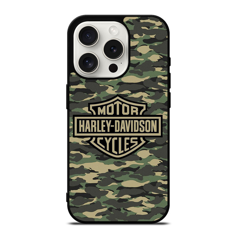 HARLEY DAVIDSON MOTORCYCLES LOGO COMPANY CAMO iPhone 15 Pro Case Cover