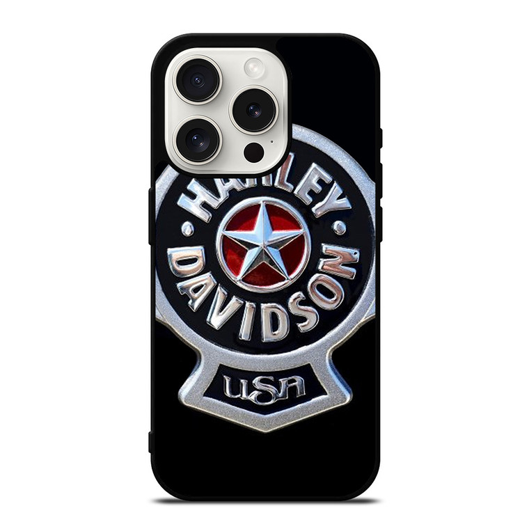 HARLEY DAVIDSON USA METAL EMBLEM iPhone 15 Pro Case Cover HARLEY DAVIDSON USA METAL EMBLEM iPhone 15 Pro Case Cover