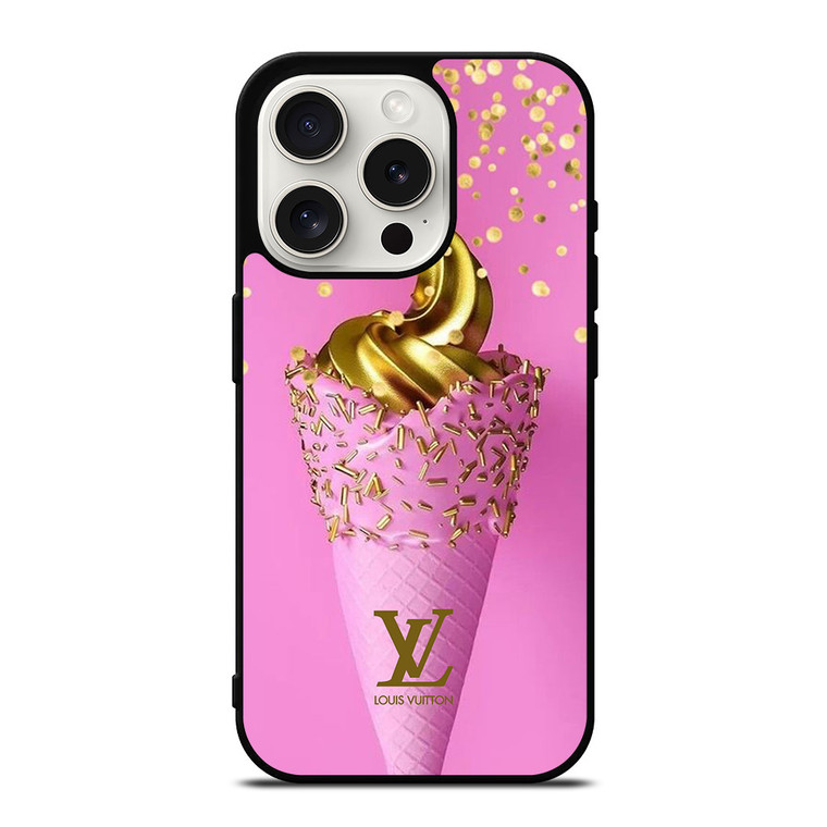 LOUIS VUITTON LOGO GOLDEN ICE CREAM ICON iPhone 15 Pro Case Cover LOUIS VUITTON LOGO GOLDEN ICE CREAM ICON iPhone 15 Pro Case Cover