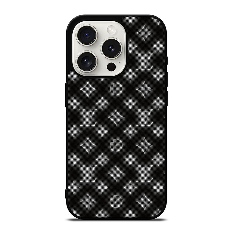LOUISE VUITTON LOGO PATTERN BLACK WHITE iPhone 15 Pro Case Cover