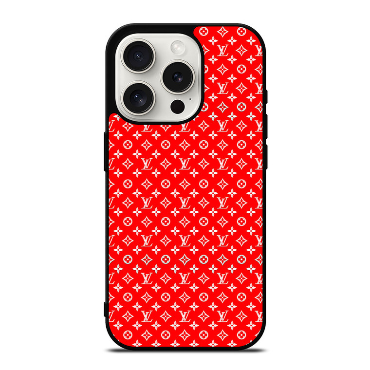LV LOUIS VUITTON LOGO RED PATTERN iPhone 15 Pro Case Cover