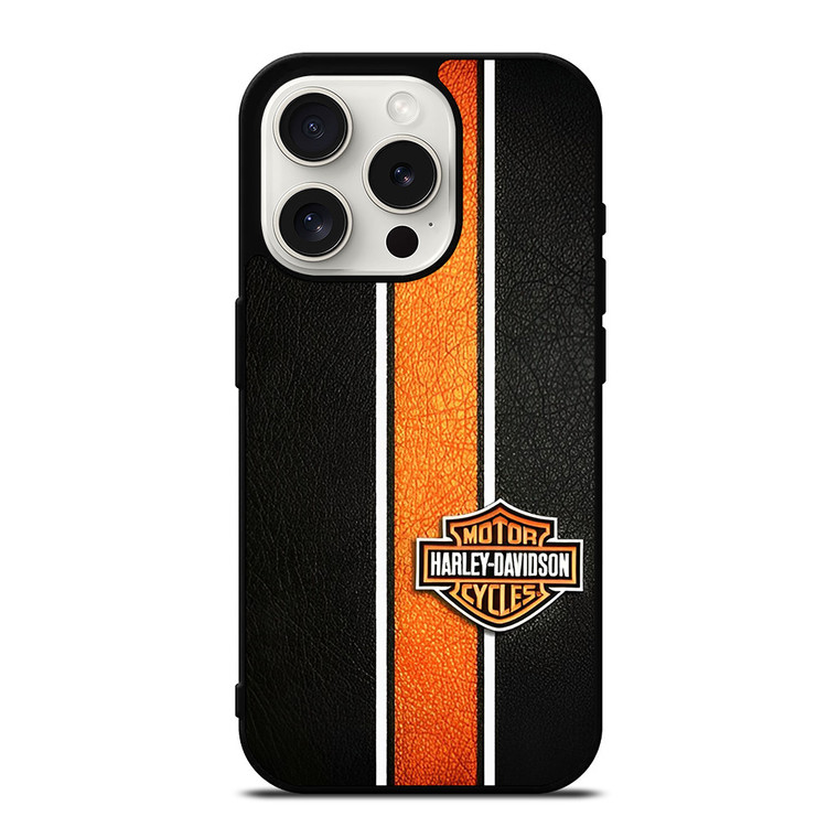 MARLEY DAVIDSON LOGO ON LEATHER iPhone 15 Pro Case Cover