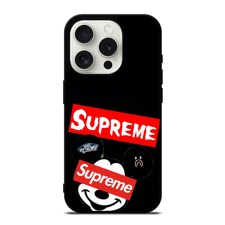 MICKEY MOUSE HYPEBEAST SUPREME iPhone 15 Pro Case Cover
