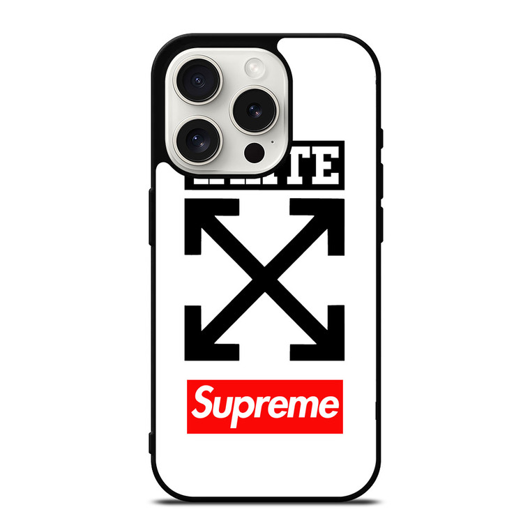 OFF WHITE SUPREME LOGO iPhone 15 Pro Case Cover