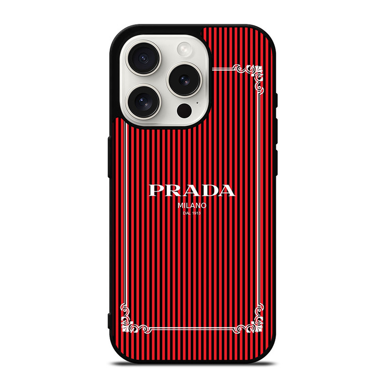 PRADA LOGO RED STRIPE iPhone 15 Pro Case Cover PRADA LOGO RED STRIPE iPhone 15 Pro Case Cover
