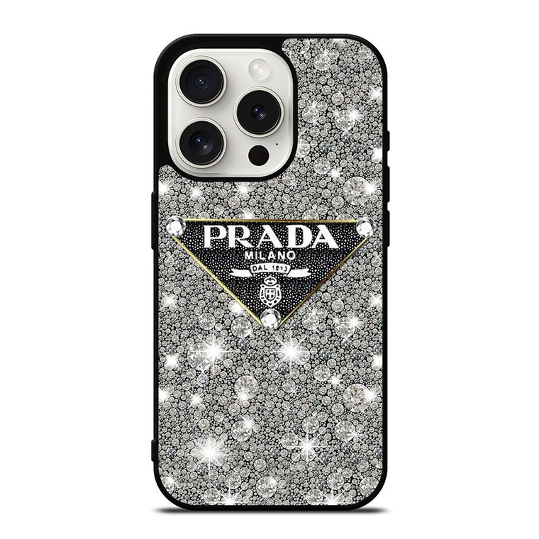PRADA MILANO LOGO ON DIAMOND iPhone 15 Pro Case Cover PRADA MILANO LOGO ON DIAMOND iPhone 15 Pro Case Cover