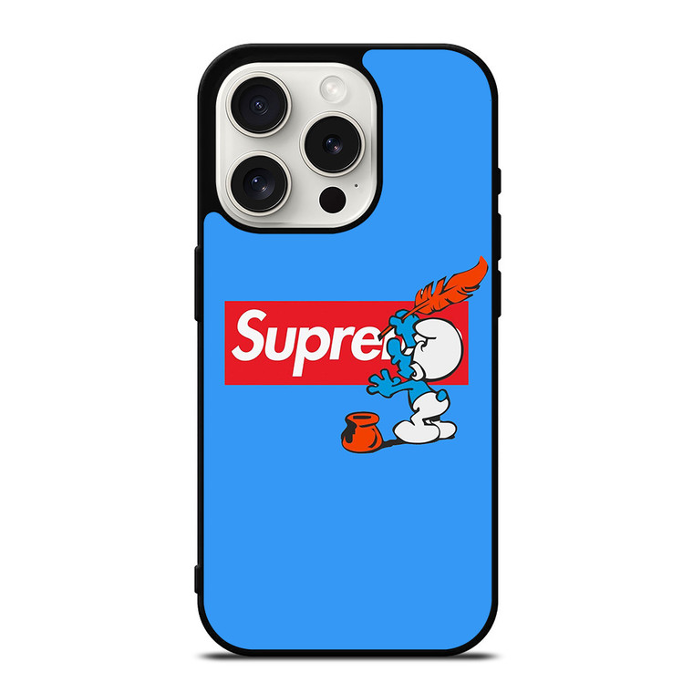SUPREME X THE SMURFS iPhone 15 Pro Case Cover SUPREME X THE SMURFS iPhone 15 Pro Case Cover