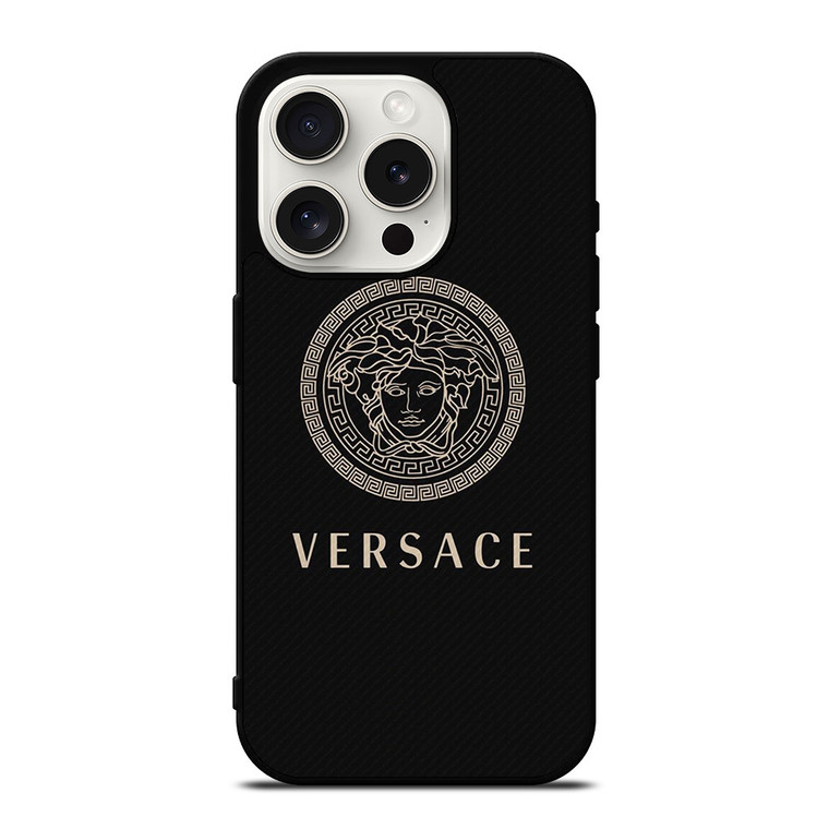 VERSACE LOGO ICON CARBON iPhone 15 Pro Case Cover