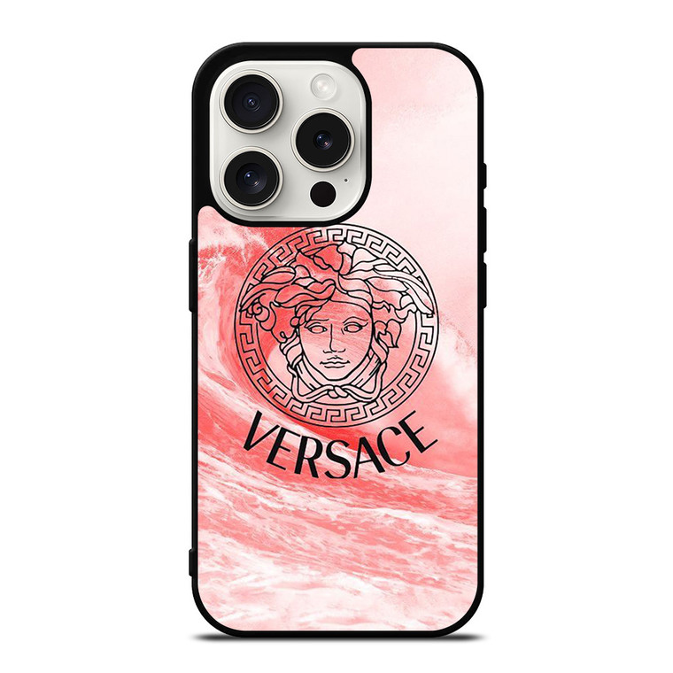 VERSACE LOGO PINK WAVES iPhone 15 Pro Case Cover