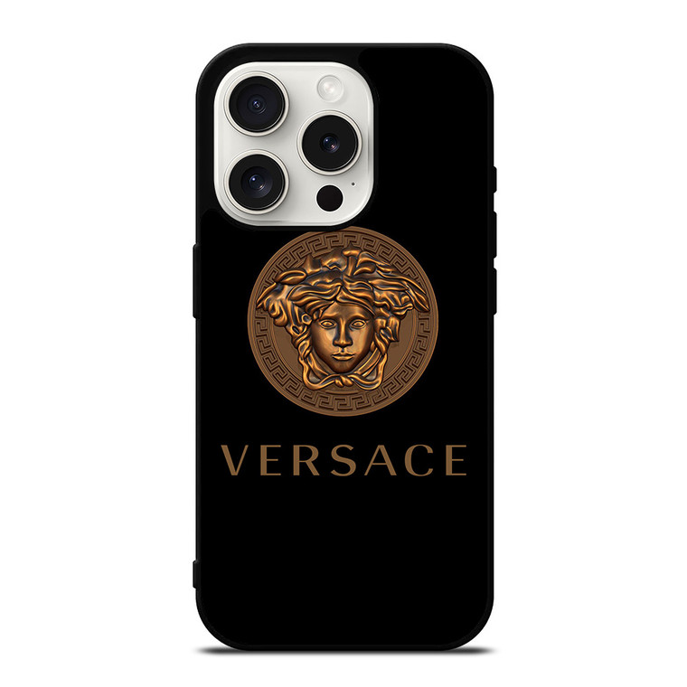 VERSACE MEDUSA HEAD BRONZE EMBLEM iPhone 15 Pro Case Cover