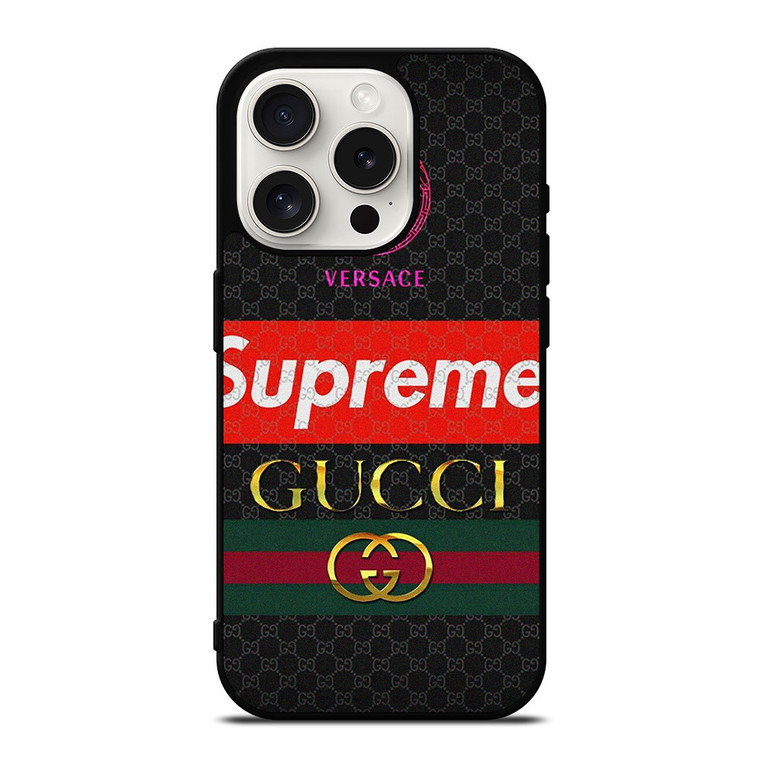 VERSACE SUPREME GUCCI LUXURY LOGO iPhone 15 Pro Case Cover