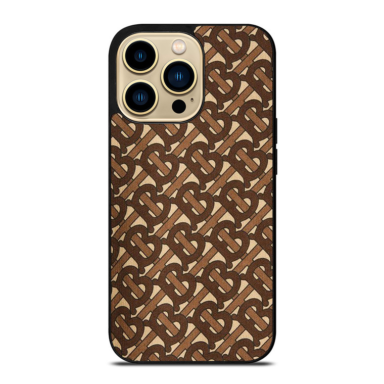 BROWN BURBERRY LOGO PATTERN EMBLEM iPhone 14 Pro Max Case Cover