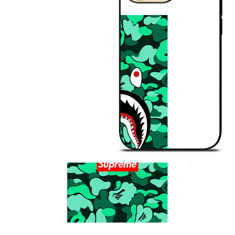 CAMO BATHING APE SUPREME GREEN iPhone 14 Pro Max Case Cover