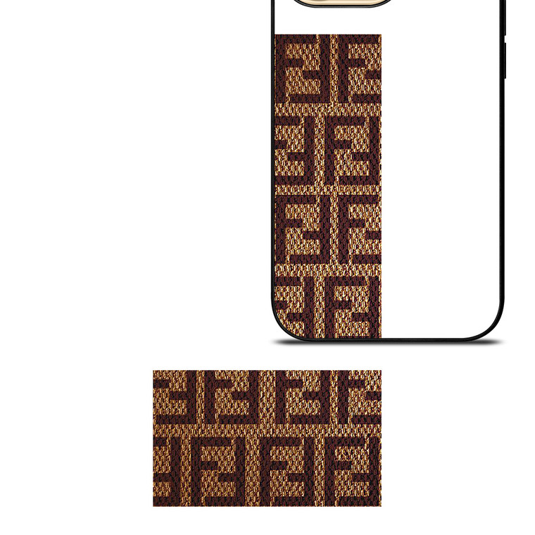 FENDI PATTERN LOGO BROWN iPhone 14 Pro Max Case Cover