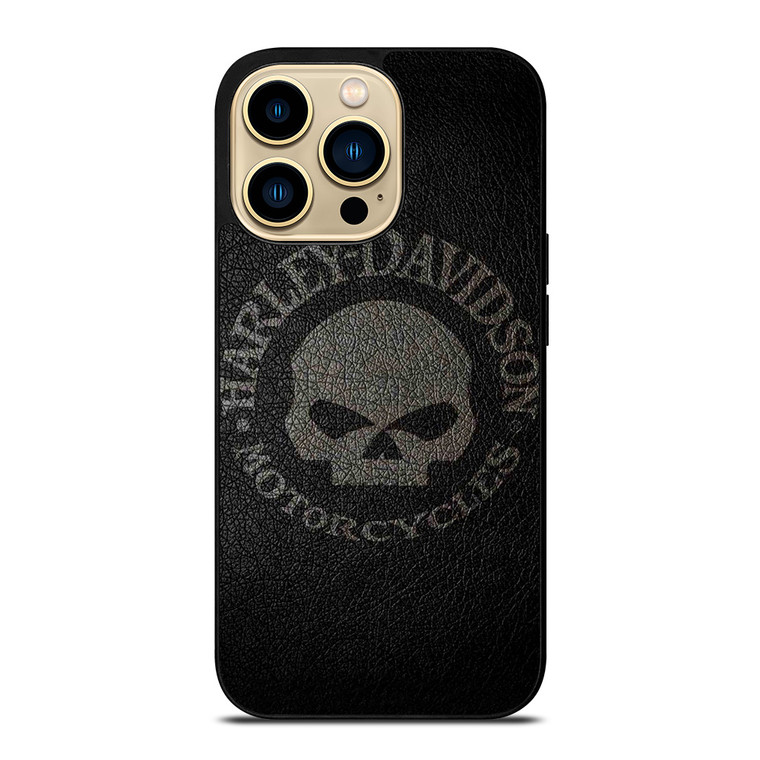 HARLEY DAVIDSON LOGO LEATHER iPhone 14 Pro Max Case Cover