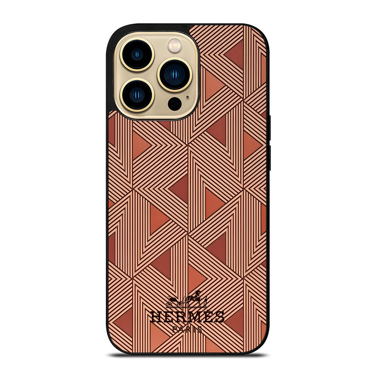 HERMES PARIS PATTERN BROWN iPhone 14 Pro Max Case Cover