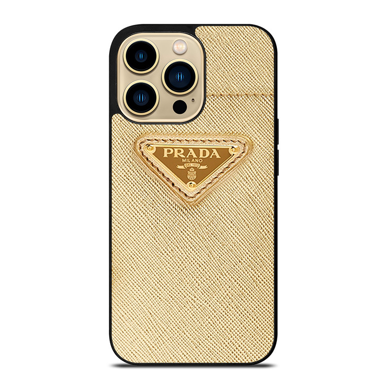 PRADA LOGO GOLD iPhone 14 Pro Max Case Cover
