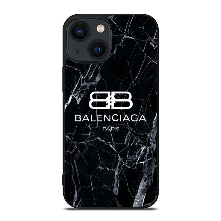 BALENCIAGA LOGO MARBLE BLACK iPhone 14 Plus Case Cover