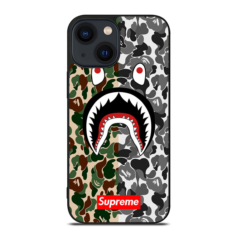 BAPE SHARK SUPREME CAMO 2 iPhone 14 Plus Case Cover