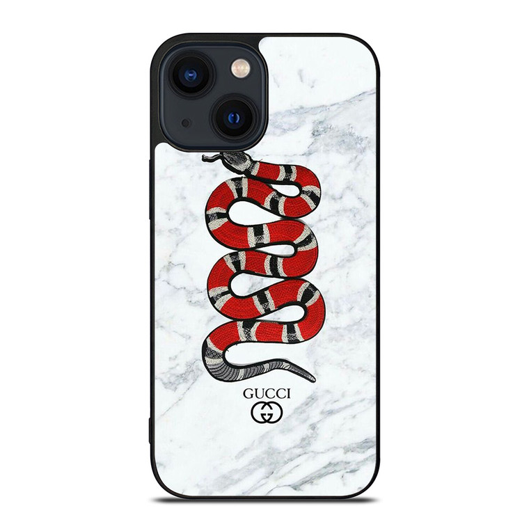 GUCCI LOGO SNAKE ON MARBLE ICON iPhone 14 Plus Case Cover
