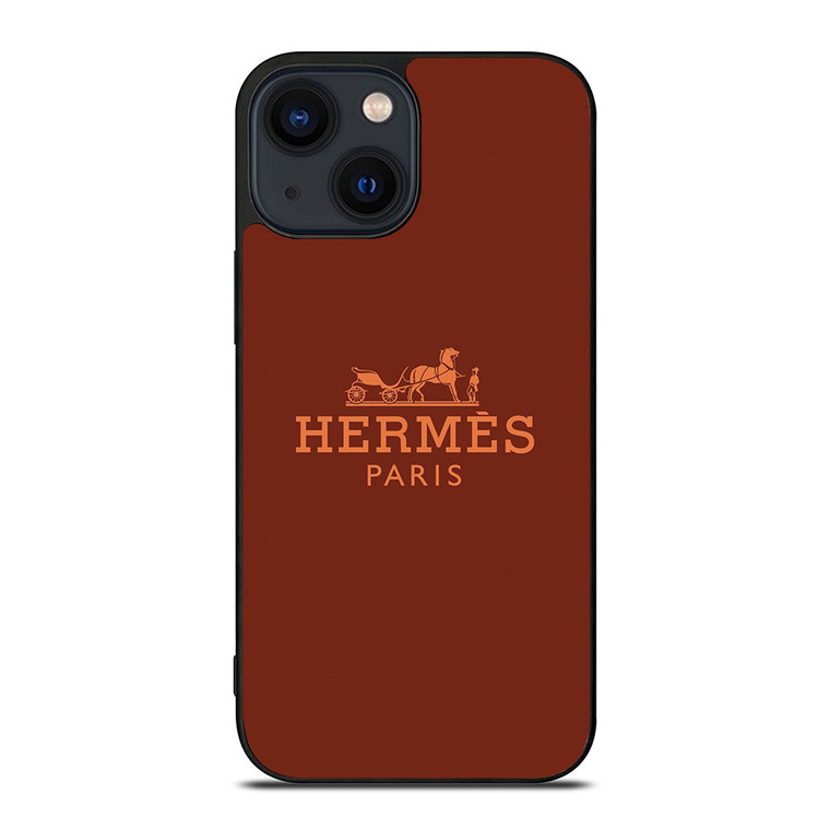 HERMES PARIS LOGO BROWN iPhone 14 Plus Case Cover