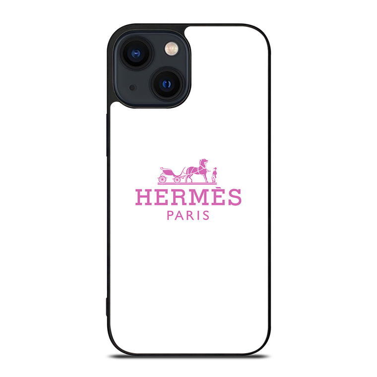 HERMES PARIS PINK LOGO iPhone 14 Plus Case Cover