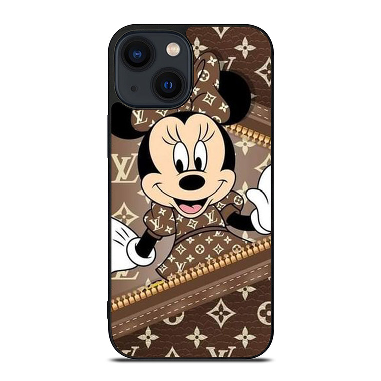 LOUIS VUITTON LV ZIPPER BROWN X MINNIE MOUSE DISNEY iPhone 14 Plus Case Cover