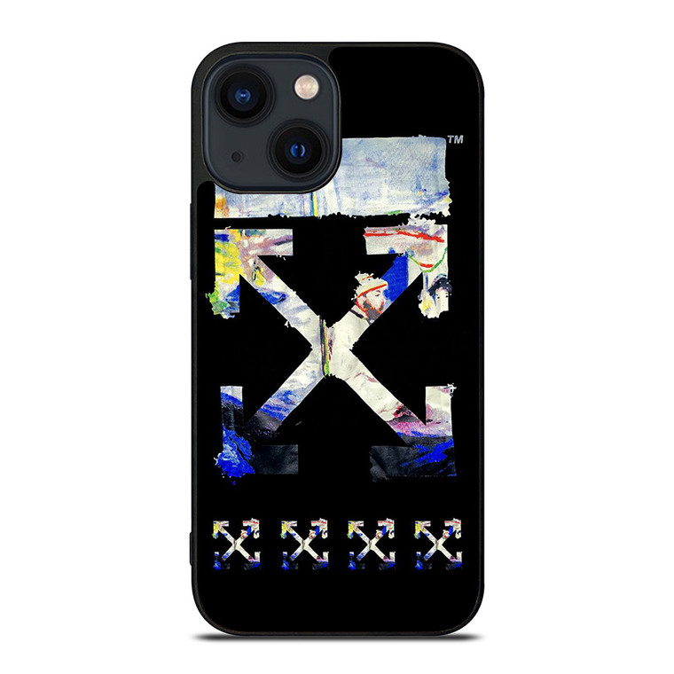 OFF WHITE ABSTRACT ART LOGO iPhone 14 Plus Case Cover