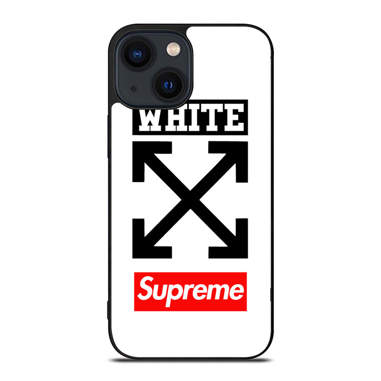 OFF WHITE SUPREME LOGO iPhone 14 Plus Case Cover