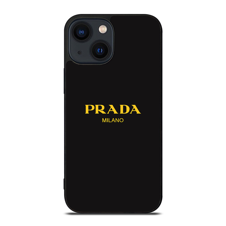 PRADA MILANO GOLD LETTER iPhone 14 Plus Case Cover