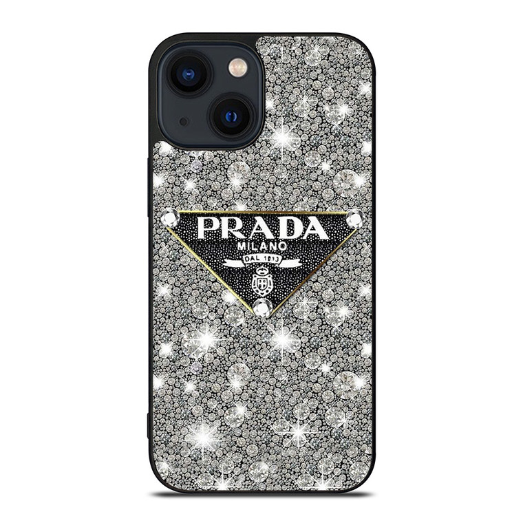 PRADA MILANO LOGO ON DIAMOND iPhone 14 Plus Case Cover